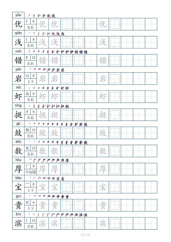 小学三年级上册生字表字帖250字（共21页）_部分7.pdf 第1页