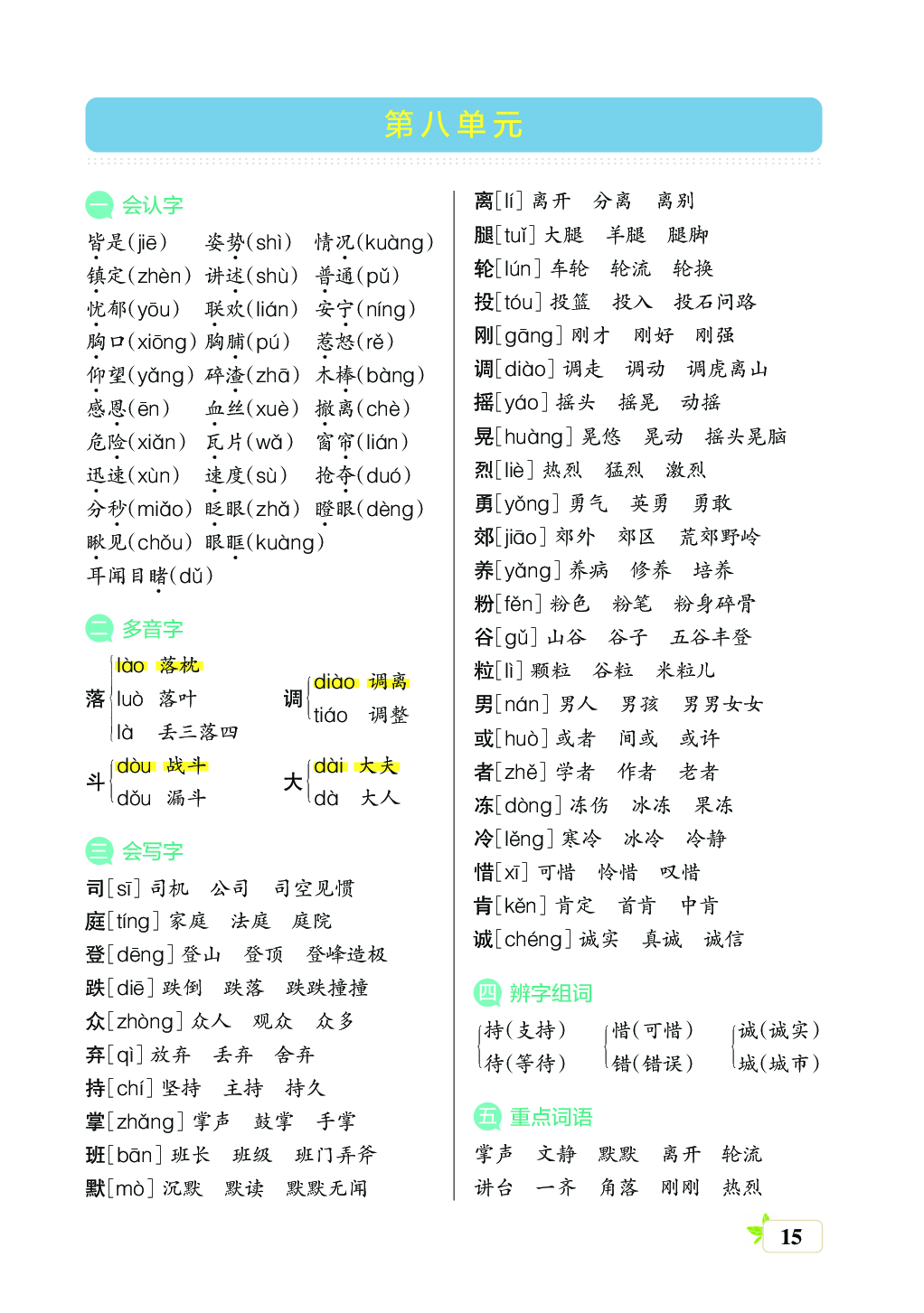新学期语文3年级（上）核心考点梳理 （第八单元）.pdf 第1页