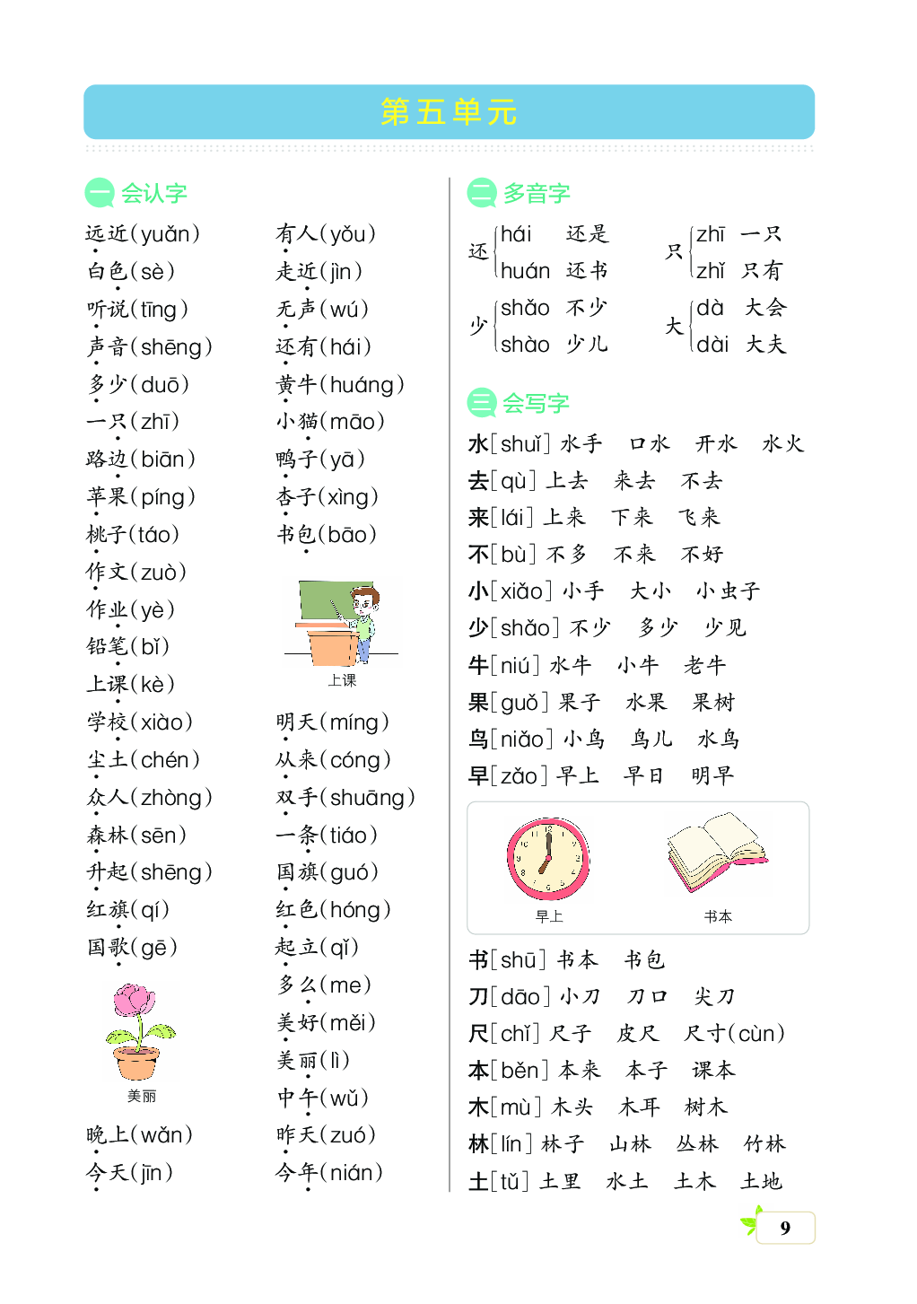 新学期语文1年级（上）核心考点梳理（第五、六、七、八单元）.pdf 第1页
