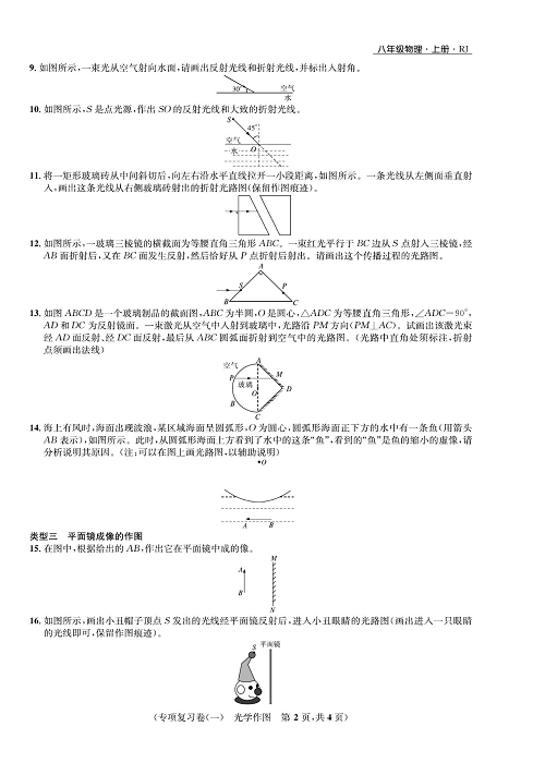 一卷好题&middot;八年级上册物理人教版好题试卷_专项复习卷（一）光学作图.pdf 第2页