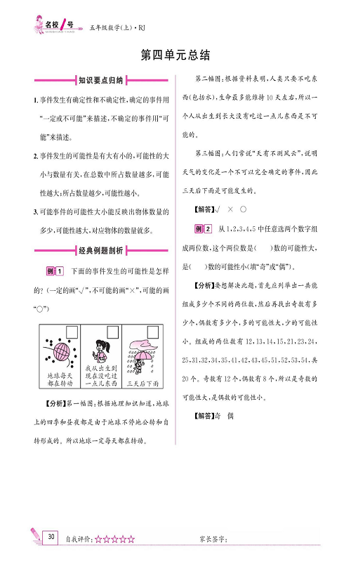 人教版数学五年级上册金牌作业本同步课本《第四单元总结》.pdf 第1页