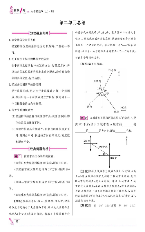 人教版数学六年级上册金牌作业本同步课本_第二单元总结.pdf 第1页