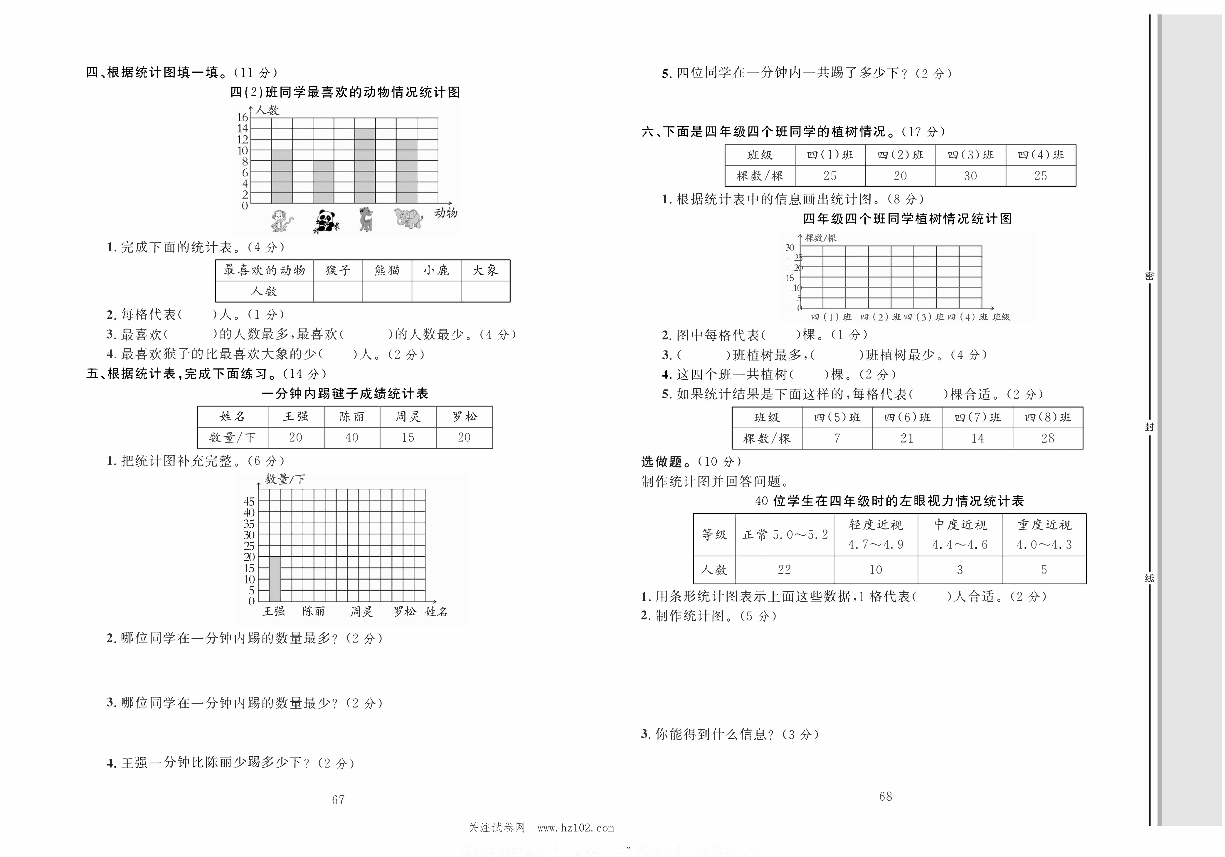 轻松100同步测试卷四年级上册数学人教版_第七单元考点梳理+综合测试卷 第2页