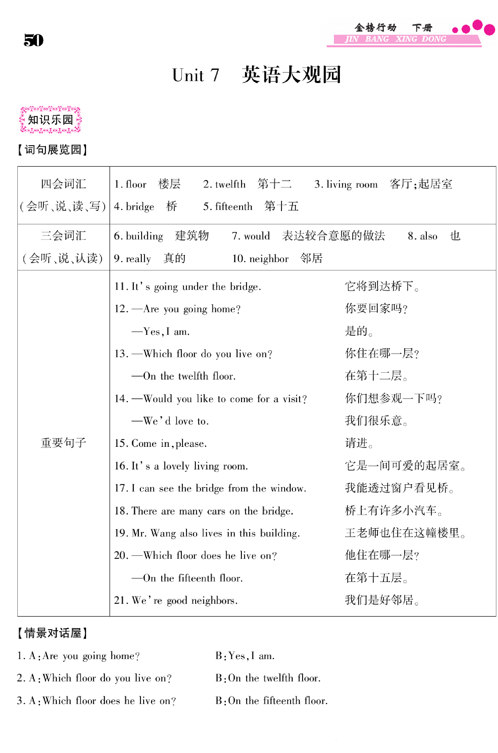 闽教版英语5年级下册金榜行动课时练习_部分23    50页.pdf 第1页
