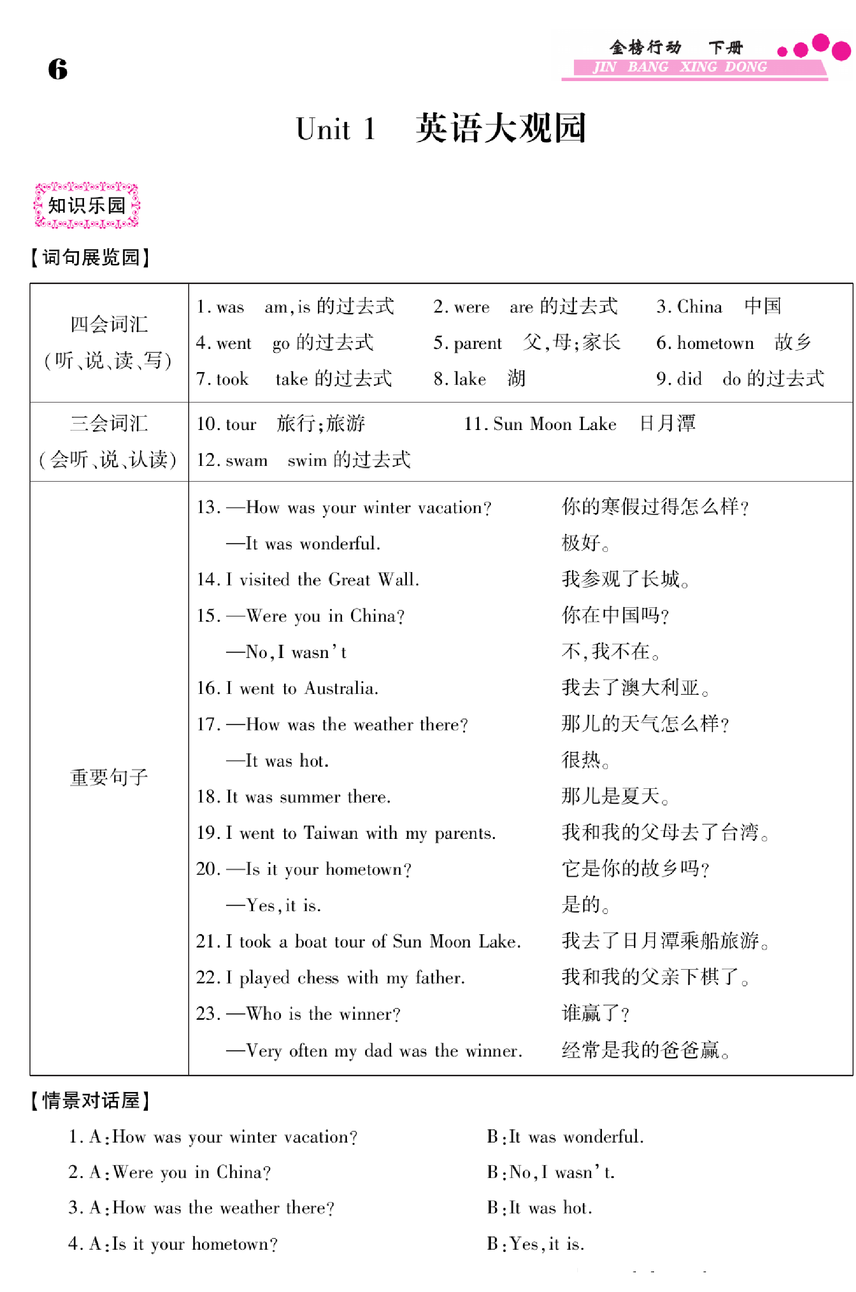 闽教版英语5年级下册金榜行动课时练习_部分4    6页.pdf 第1页