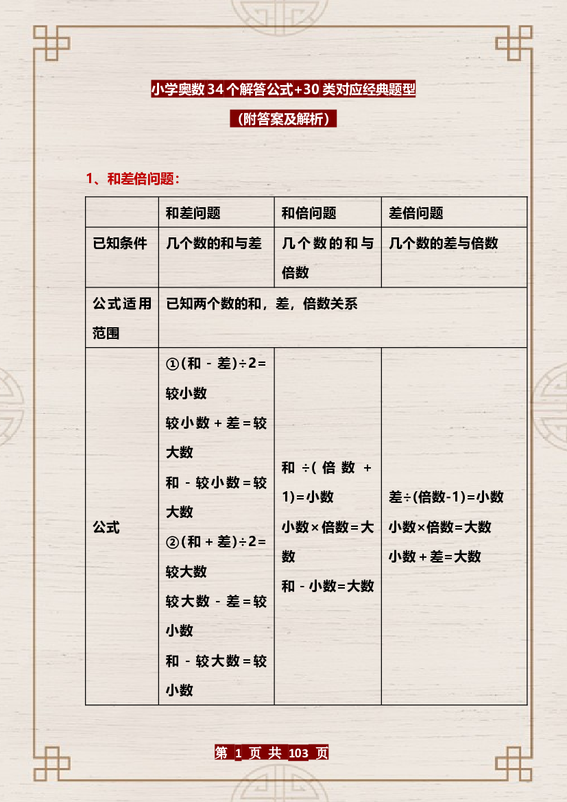 小学奥数34个解答公式+30类对应经典题型.docx 第1页