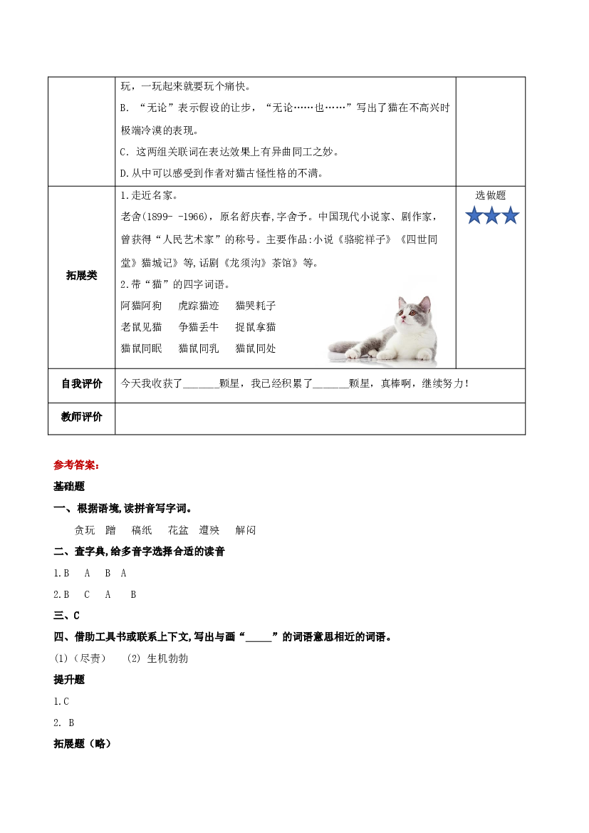 第13课《猫》第一课时四年级语文下册部编版.docx 第2页