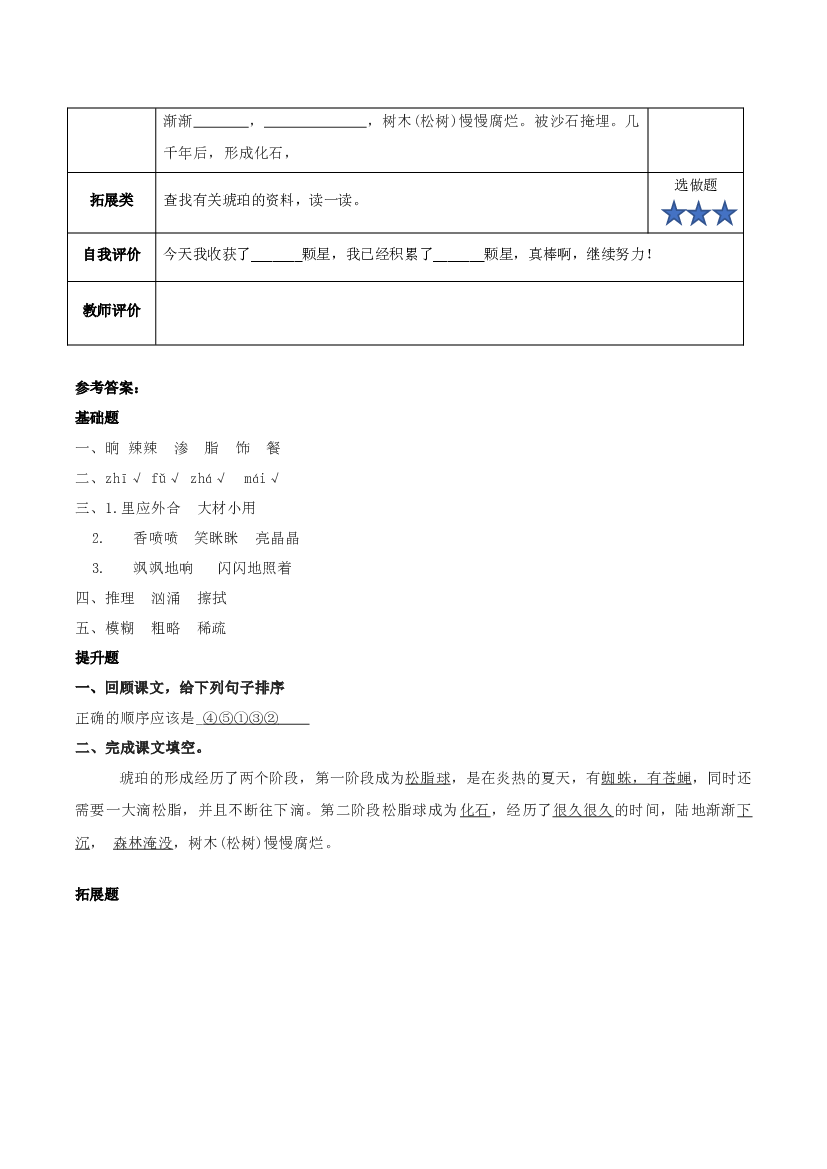第5课《琥珀》第一课时四年级语文下册部编版.pptx.docx 第2页