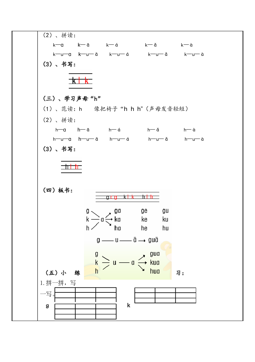 【暑假衔接】2021年幼小衔接拼音专题讲义：5 声母 g  k  h（部编版）.docx 第2页