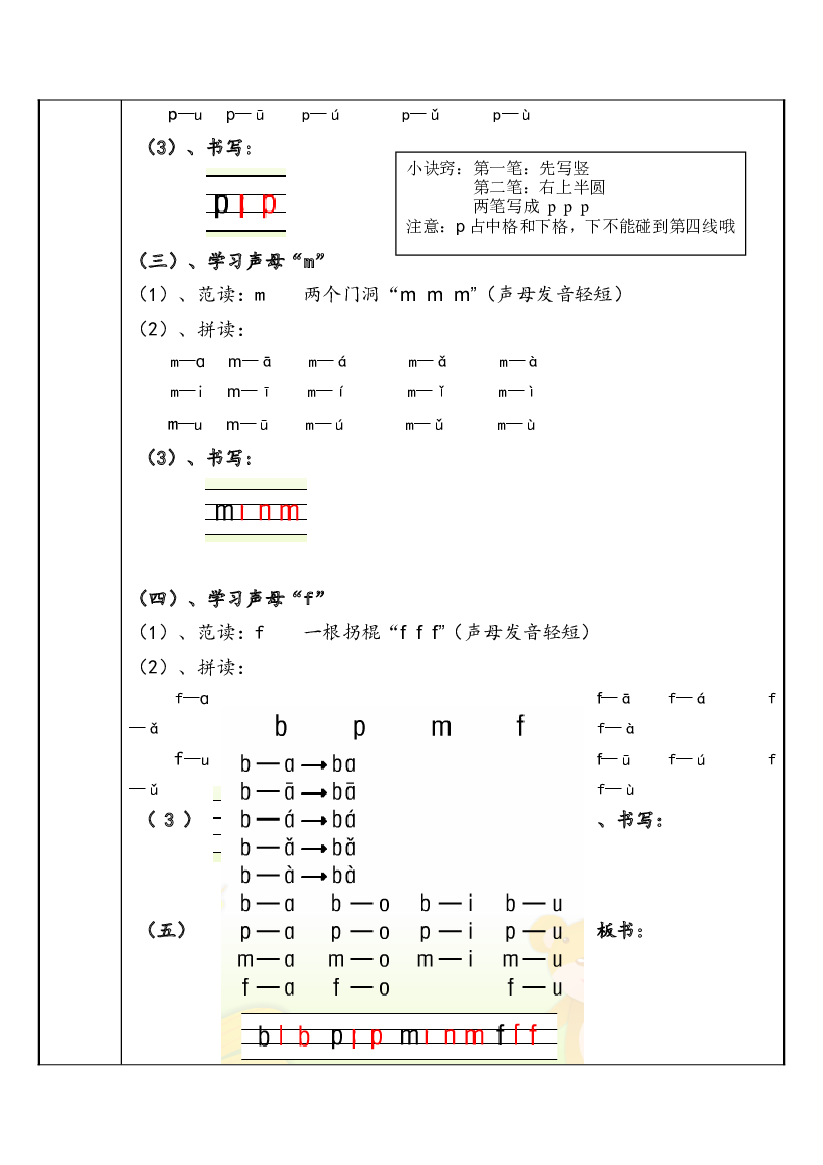 【暑假衔接】2021年幼小衔接拼音专题讲义：3 汉语拼音【b p m f】（部编版）.docx 第2页