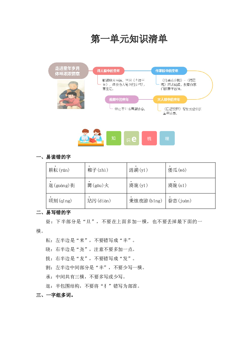 第一单元五年级语文下册同步练习（统编版）.docx 第1页
