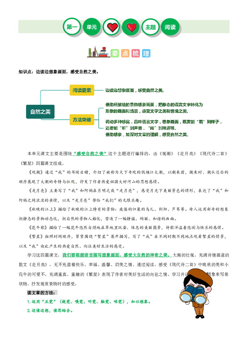 第一单元&ldquo;自然之美&rdquo;（主题阅读）-2023-2024学年四年级语文上册阅读理解（统编版）.docx 第1页