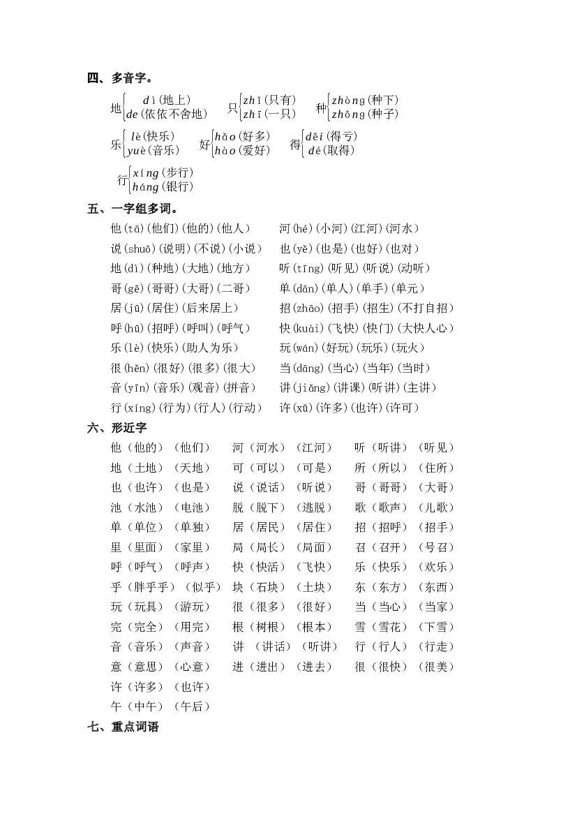 第三单元（知识清单+单元检测）-2022-2023学年一年级语文下册单元复习讲义（部编版）.docx 第2页