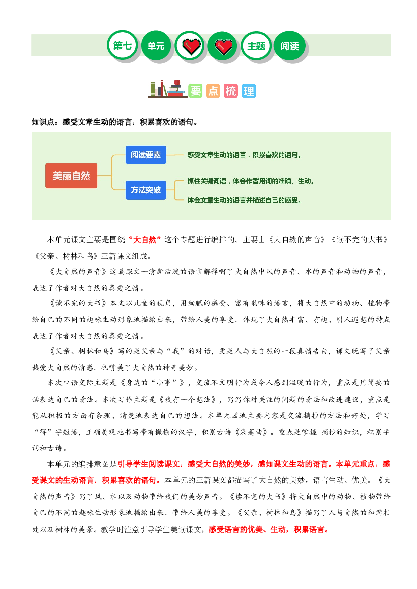 第七单元&ldquo;美丽自然&rdquo;（主题阅读）-2023-2024学年三年级语文上册阅读理解（统编版）.docx 第1页