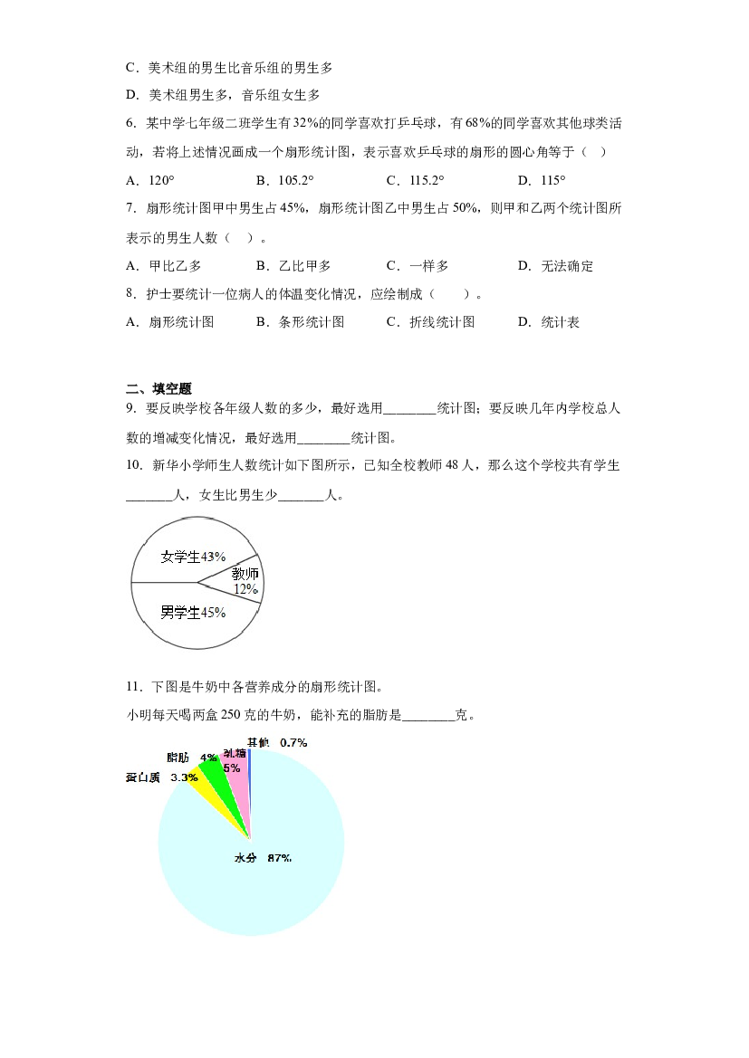 9：扇形统计图-2022&mdash;2023学年六年级数学暑假专项提升（西师大版）.docx 第2页