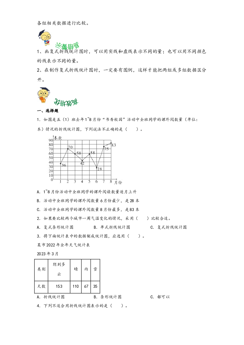 2-折线统计图-2023年五年级数学下册暑假专项培优（苏教版）.docx 第2页