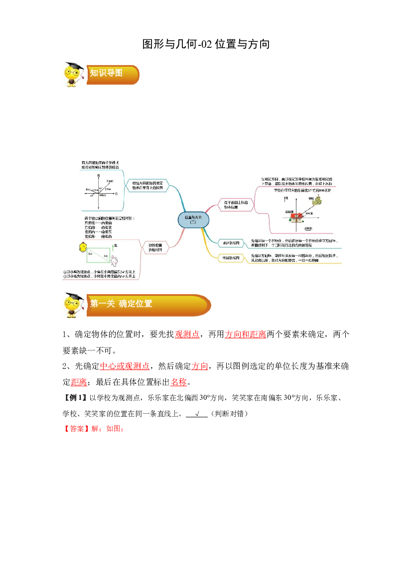 2 图形与几何-02位置与方向-六年级数学上册寒假专项提升（教师版）（人教版）.docx 第1页