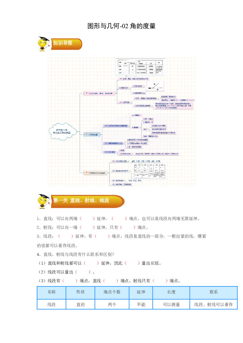 2 图形与几何-02角的度量-四年级数学上册寒假专项提升（学生版）（人教版）.docx 第1页