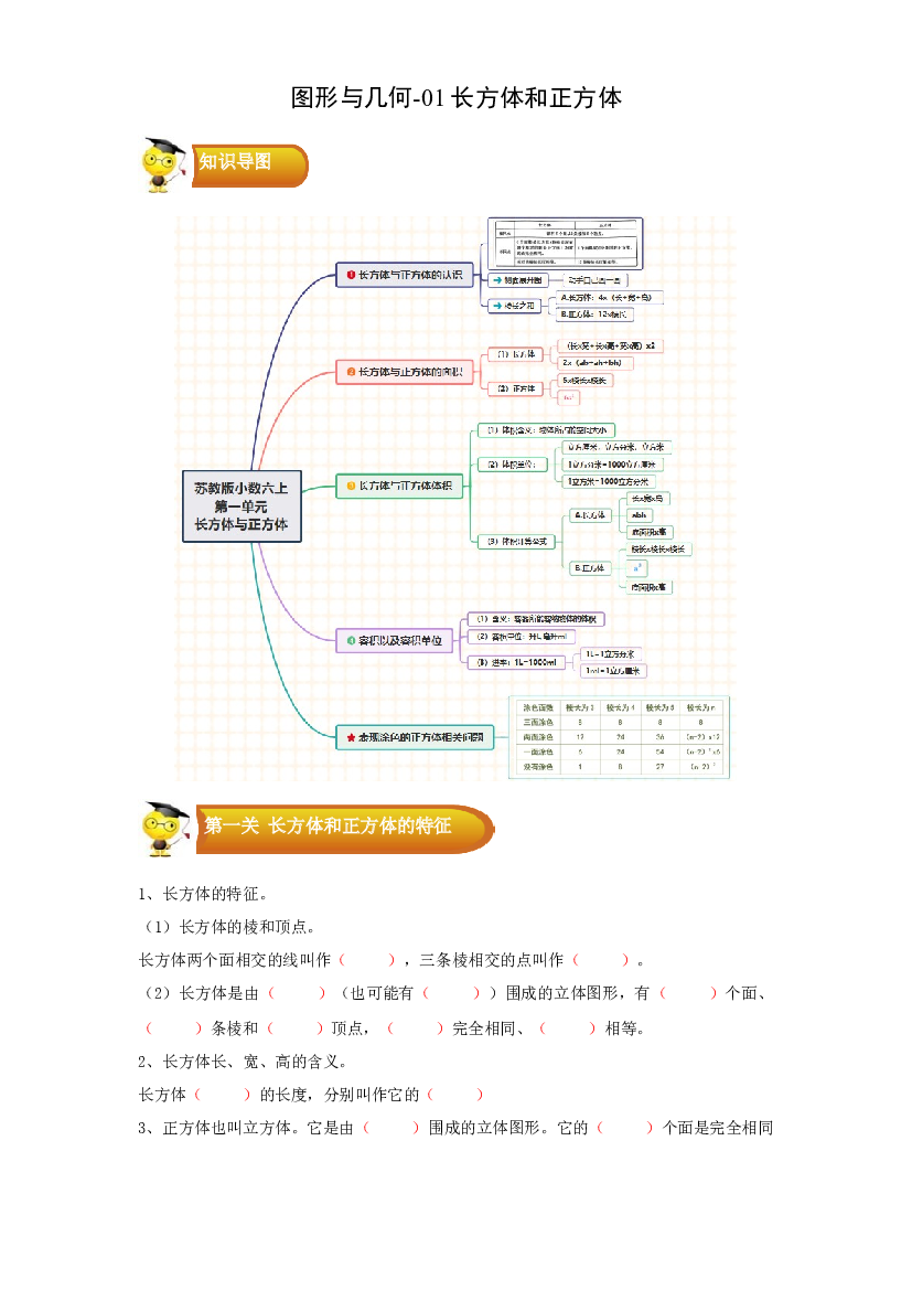 2 图形与几何-01长方体和正方体-六年级数学上册寒假专项提升（学生版）（苏教版）.docx 第1页