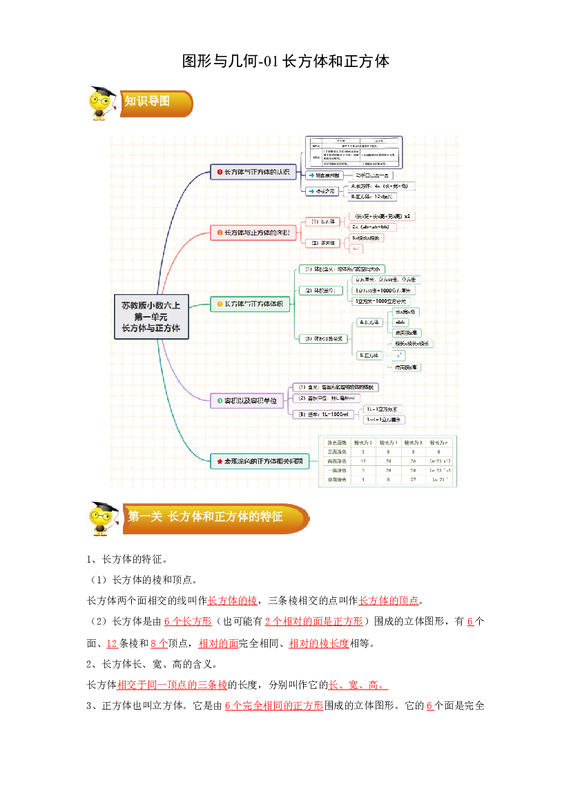 2 图形与几何-01长方体和正方体-六年级数学上册寒假专项提升（教师版）（苏教版）.docx 第1页