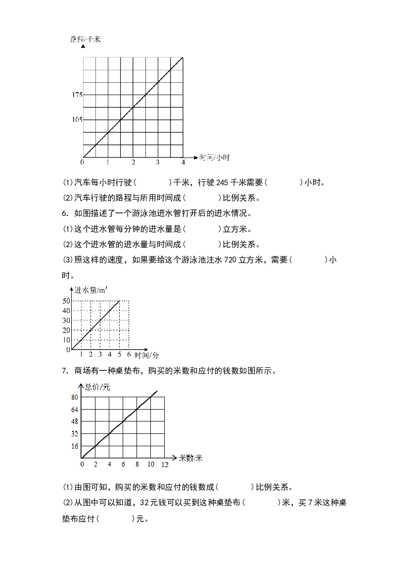 第四单元：正比例和反比例在图表中的应用专项练习-2022-2023学年六年级数学下册典型例题系列（原卷版）人教版.docx 第2页
