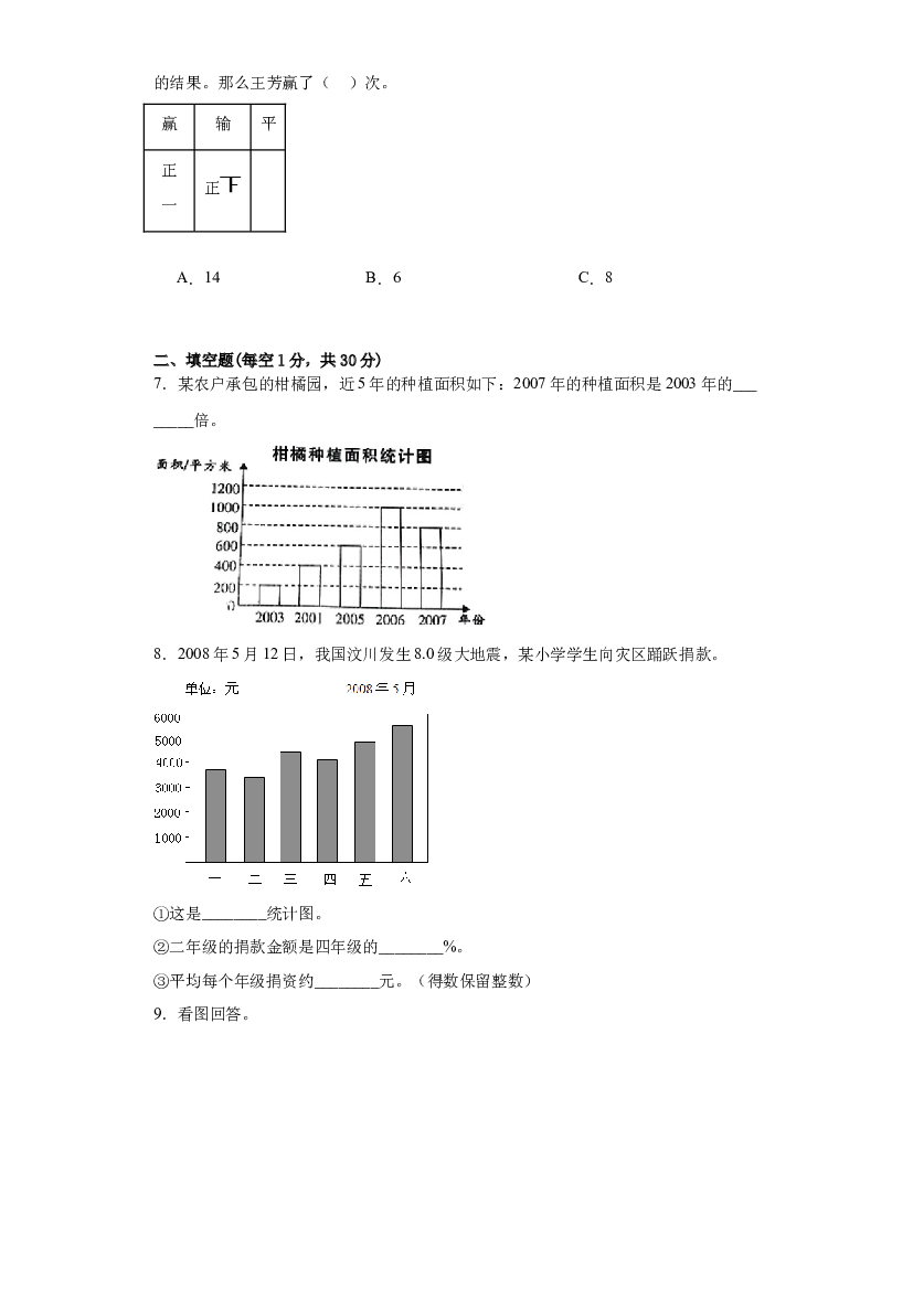 第三单元统计（单元测试）-2023年一升二小学数学暑假预习衔接（沪教版）.docx 第2页