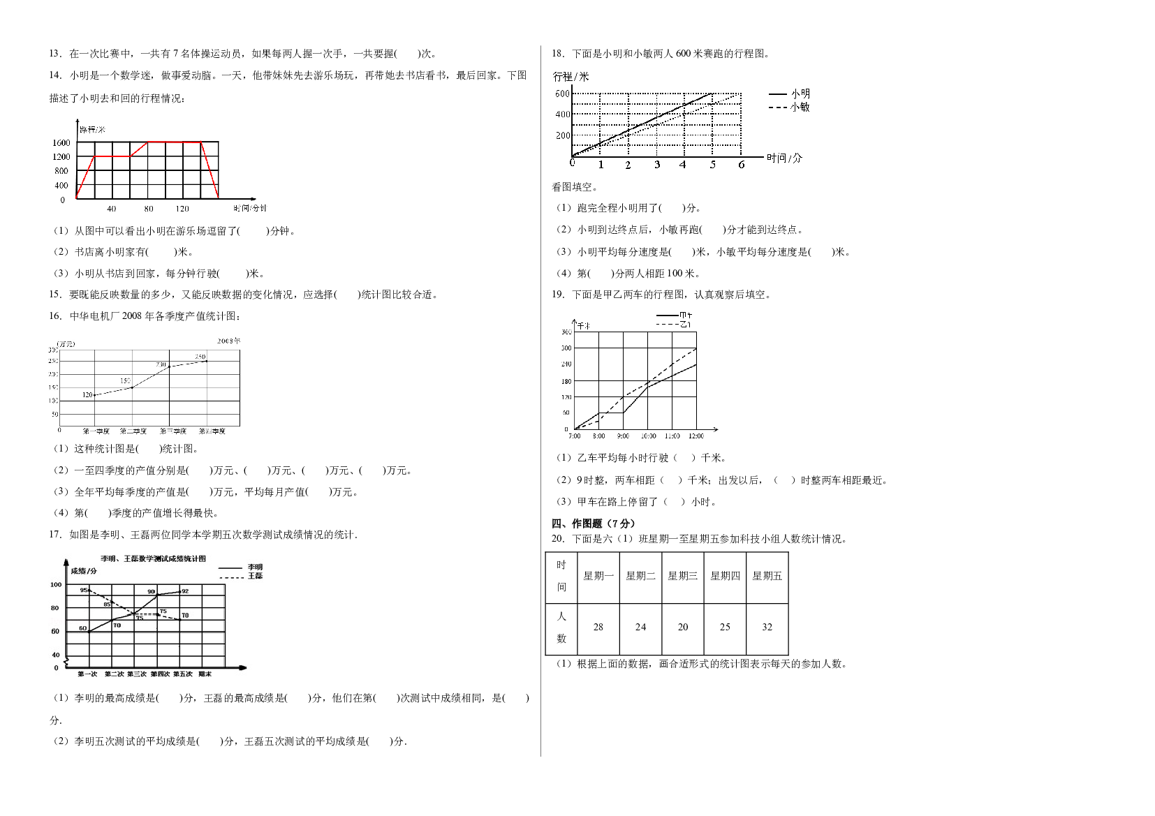 第七单元折线统计图（B卷：能力提升）-2022-2023五年级数学下册冀教版AB卷.docx 第2页