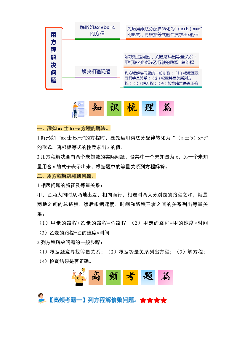 第七单元用方程解决问题&middot;单元复习篇-2023-2024学年五年级数学下册典型例题系列（原卷版）北师大版.docx 第2页