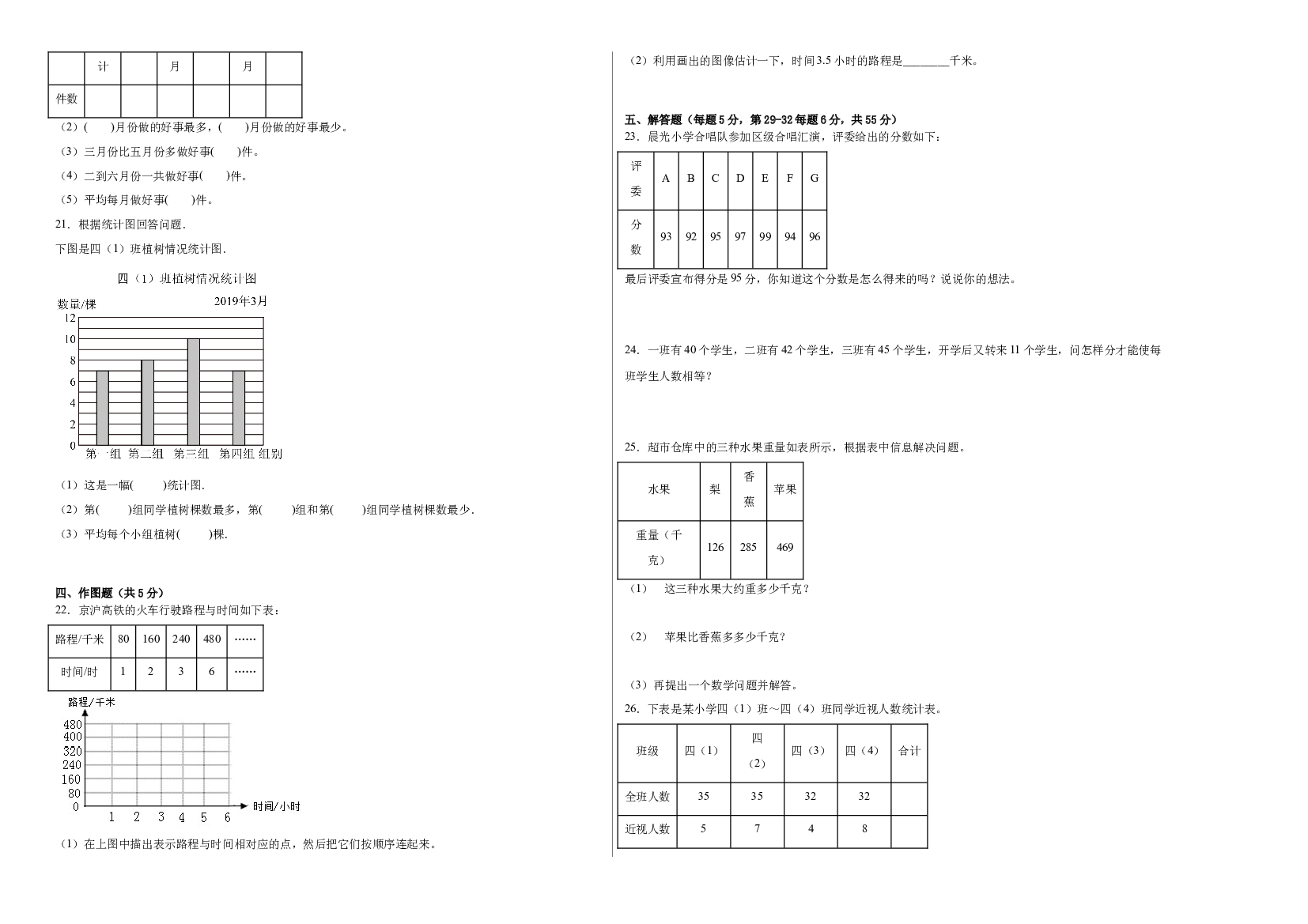 第七单元统计表（A卷：夯实基础）-2022-2023四年级数学下册北京版AB卷.docx 第2页