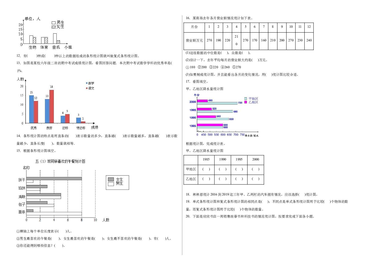 第七单元复式条形统计图（B卷：能力提升）-2022-2023四年级数学下册冀教版AB卷.docx 第2页