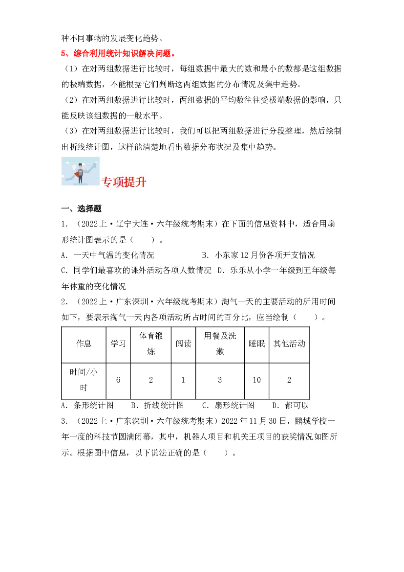 7  数据处理（统计与概率）-2023-2024学年六年级上册数学寒假专项提升（北师大版）.docx 第2页