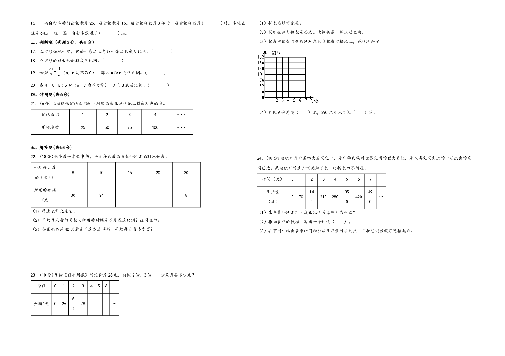 第四单元 正比例和反比例（提升卷）-2022-2023学年六年级下册数学高频易错题真题综合检测卷（北师大版）.docx 第2页