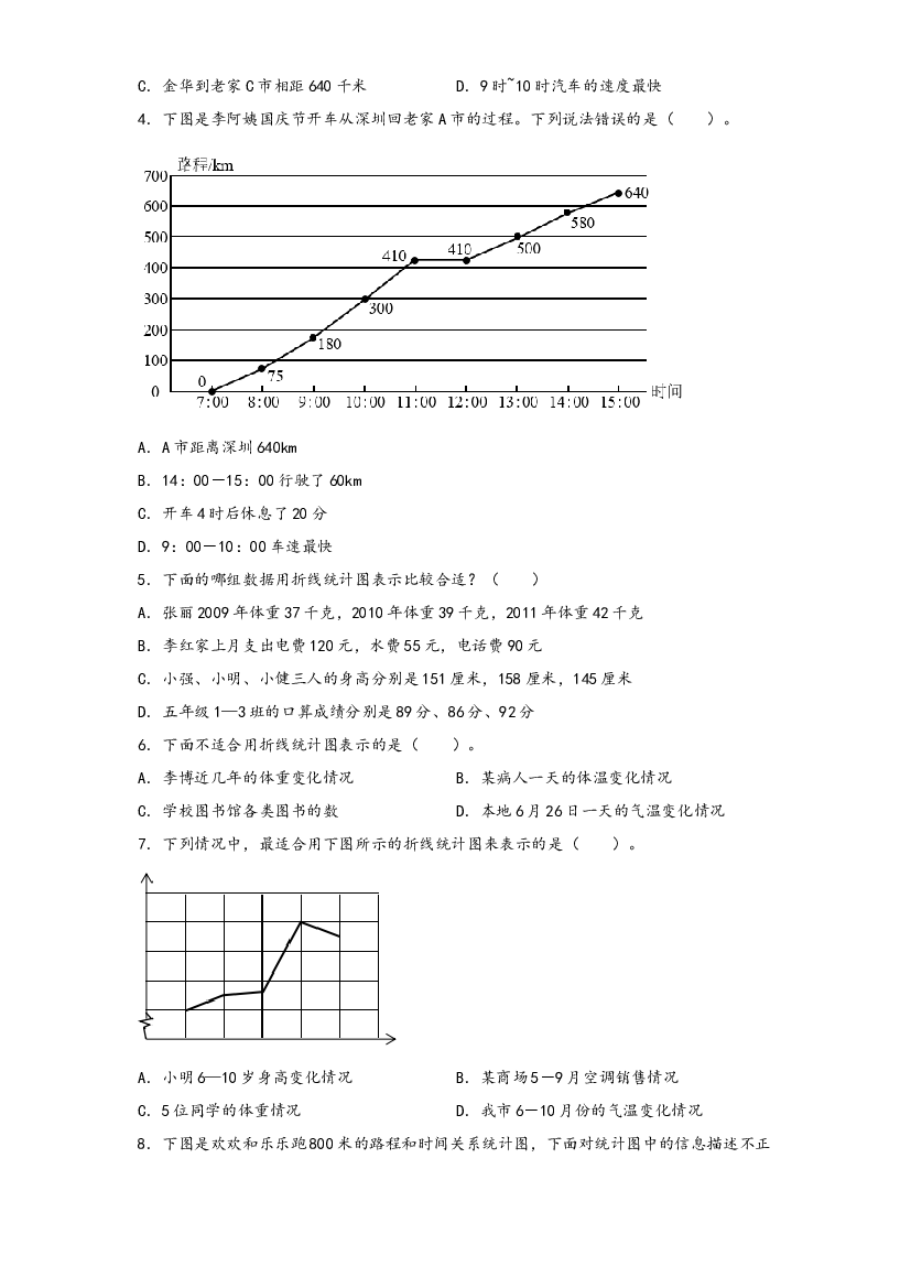第七单元 折线统计图（B卷 能力提升练）-2022-2023年五年级下册数学单元AB卷（人教版）.docx 第2页