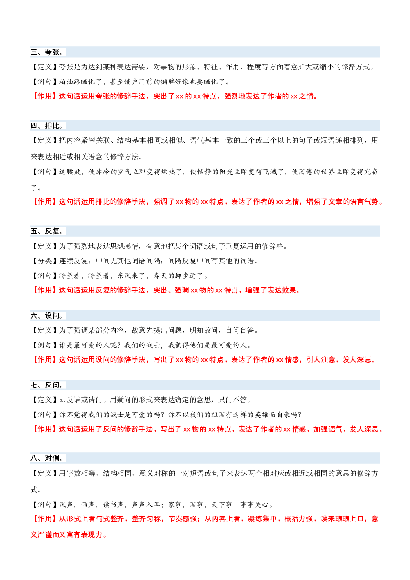 07  拓展讲义：常用的修辞手法及其作用-2023年小升初语文无忧衔接 （统编版） (含参考答案).docx 第2页