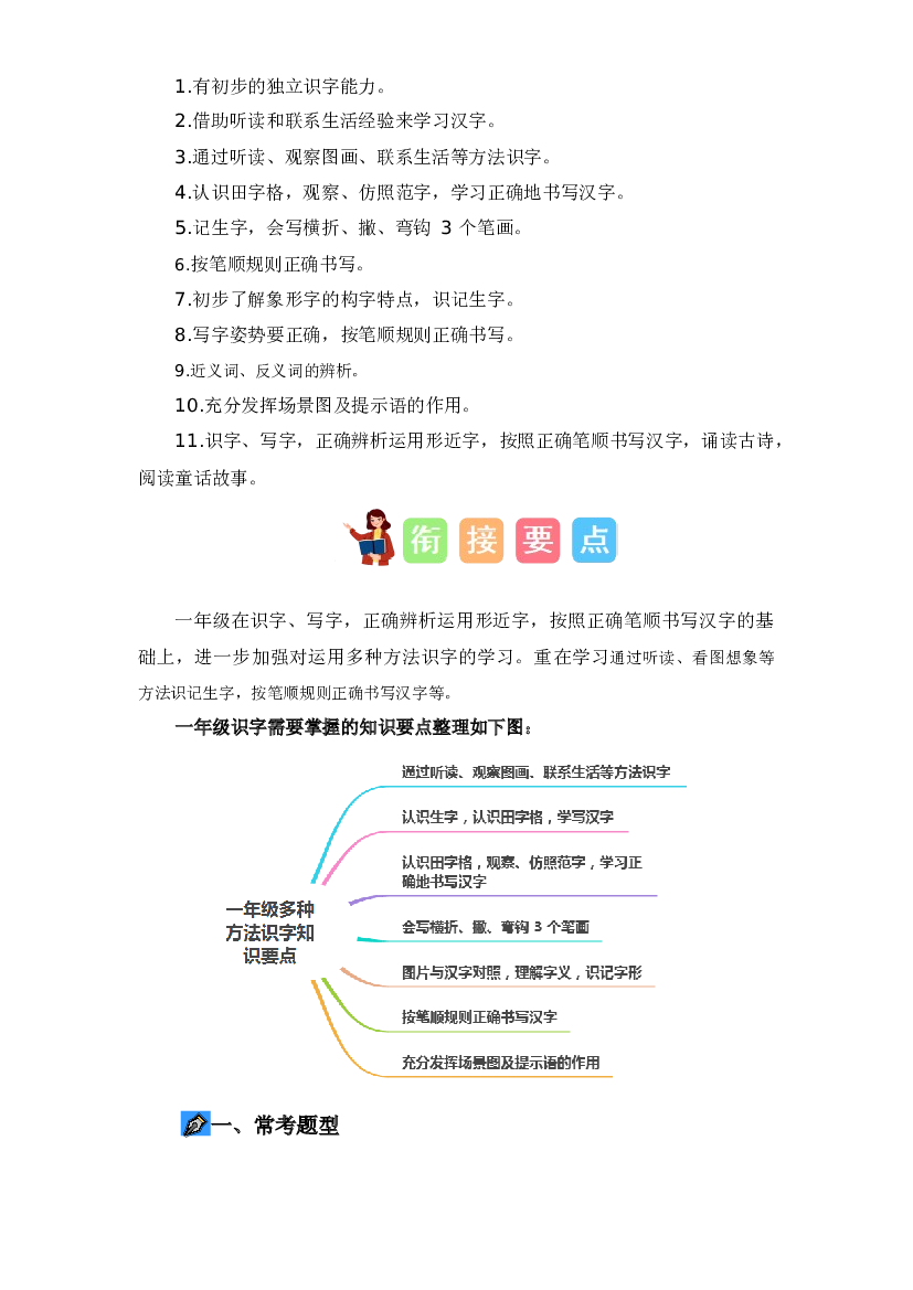 07  多种方法识字（讲义+试题） -2023年幼升小语文暑假衔接课（一年级上册）.docx 第2页