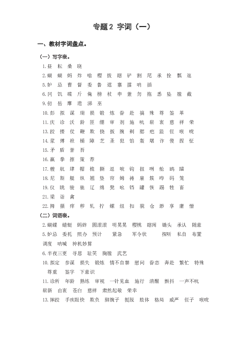 2 字词（一）（知识盘点+试题）-2022-2023学年五年级语文下册期末复习.docx 第1页