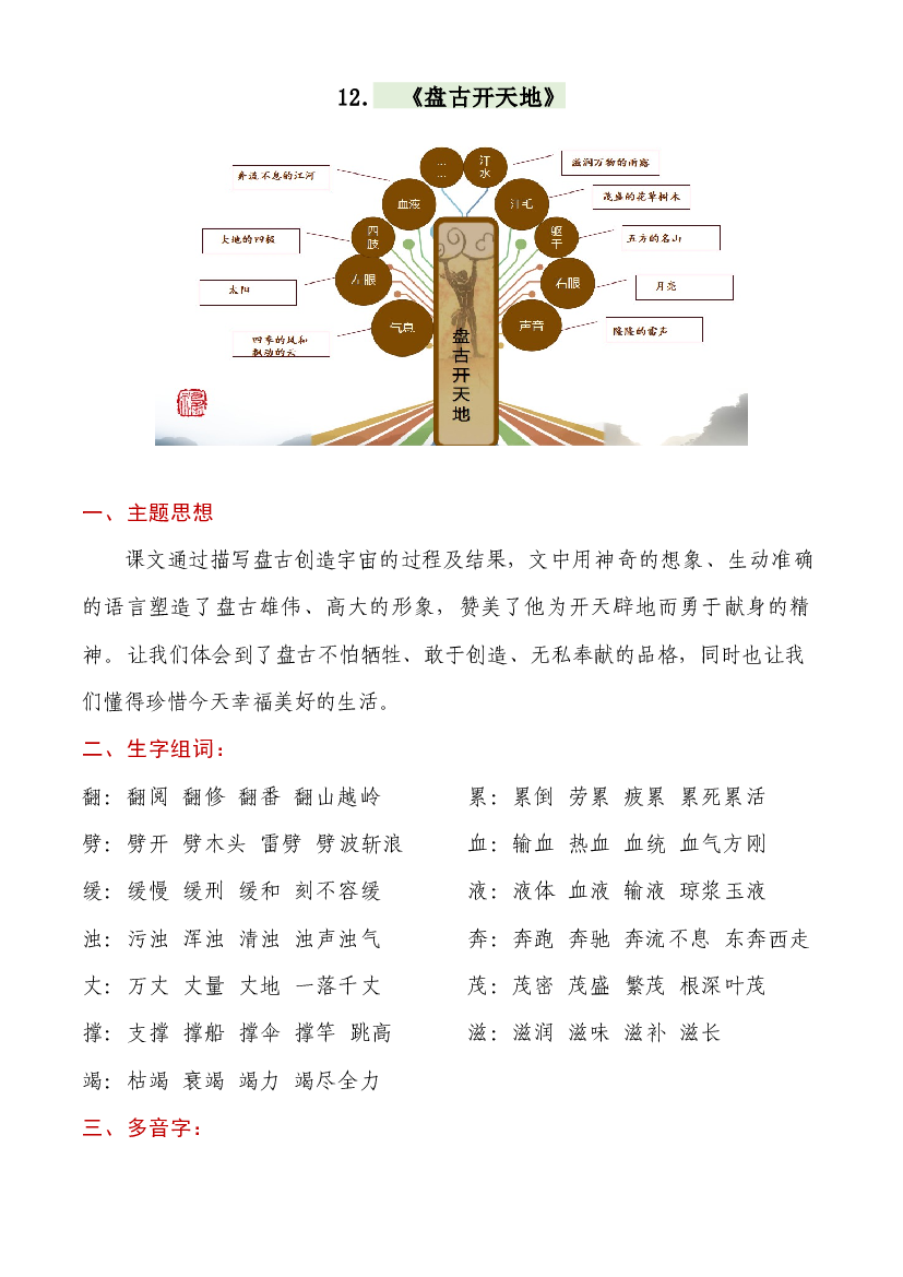 四年级语文上册第四单元（知识梳理+单元检测）.docx 第2页