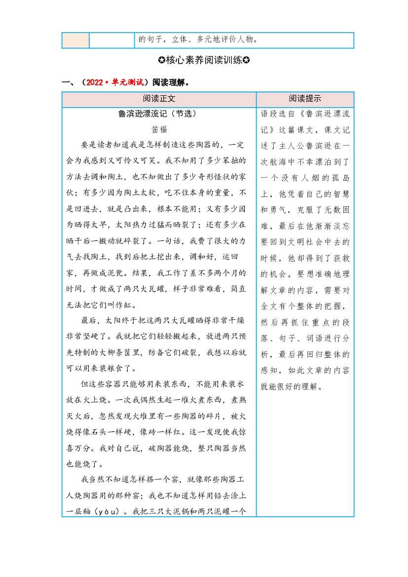 第二单元 外国名著（课外阅读）-2022-2023学年六年级语文下册单元核心素养阅读（部编版）.docx 第2页