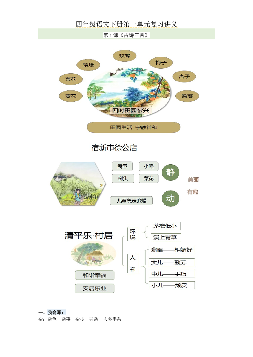 第一单元四年级语文下册 部编版.docx 第1页