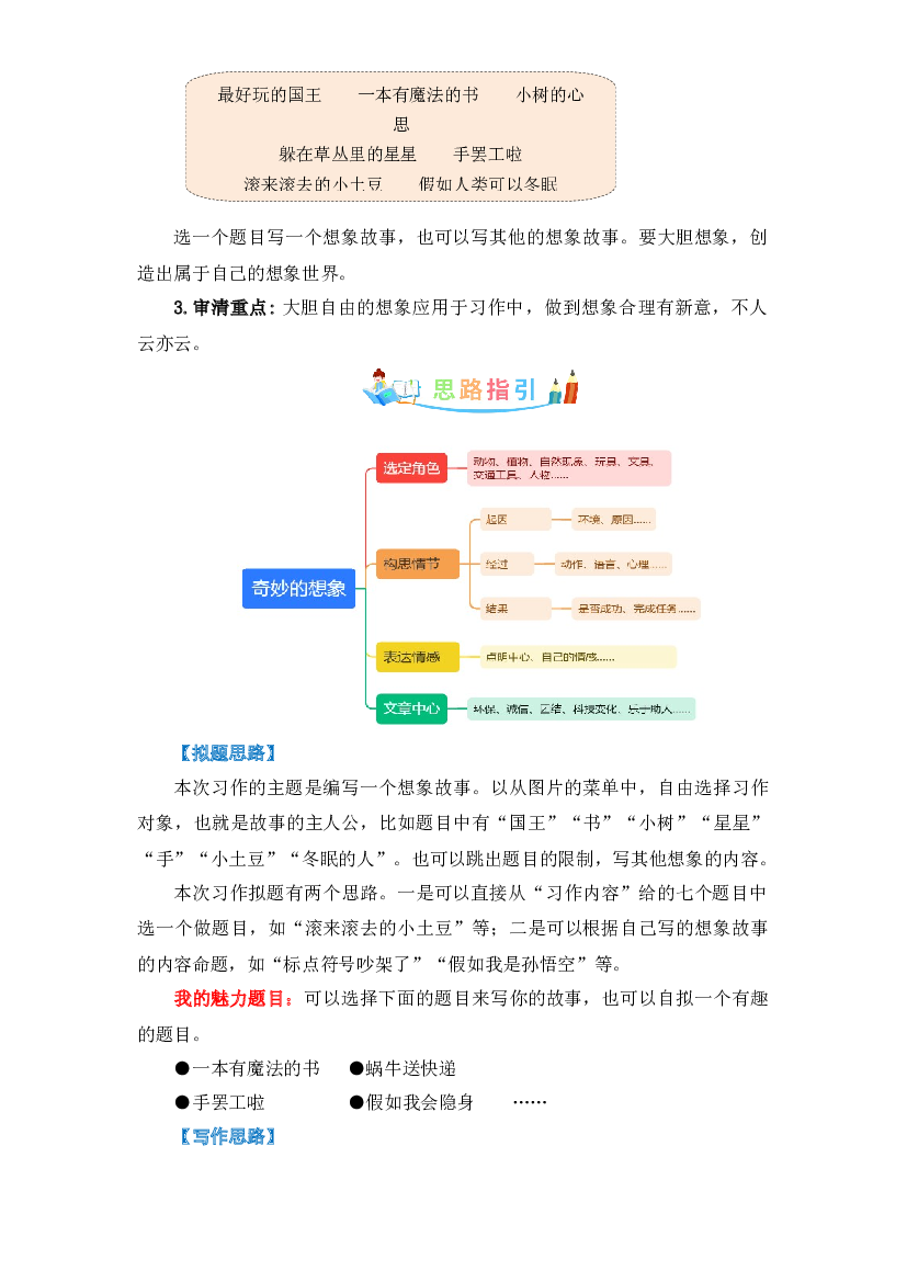 第五单元作文：奇妙的想象-写作指导+范文赏析+病文升格（教案）-2022-2023学年三年级语文下册单元作文素材积累（部编版） .docx 第2页