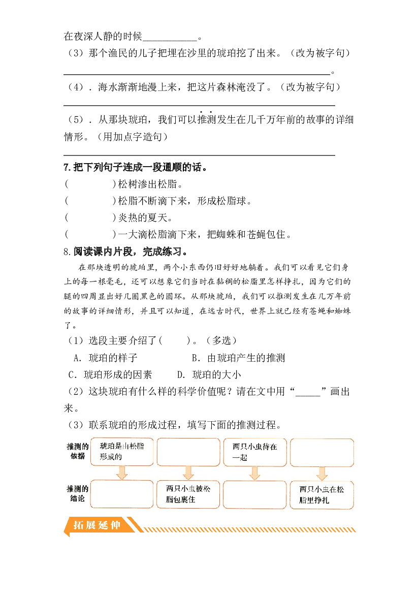 第5课 琥珀-2022-2023学年四年级语文下册课时练习（部编版）.docx 第2页