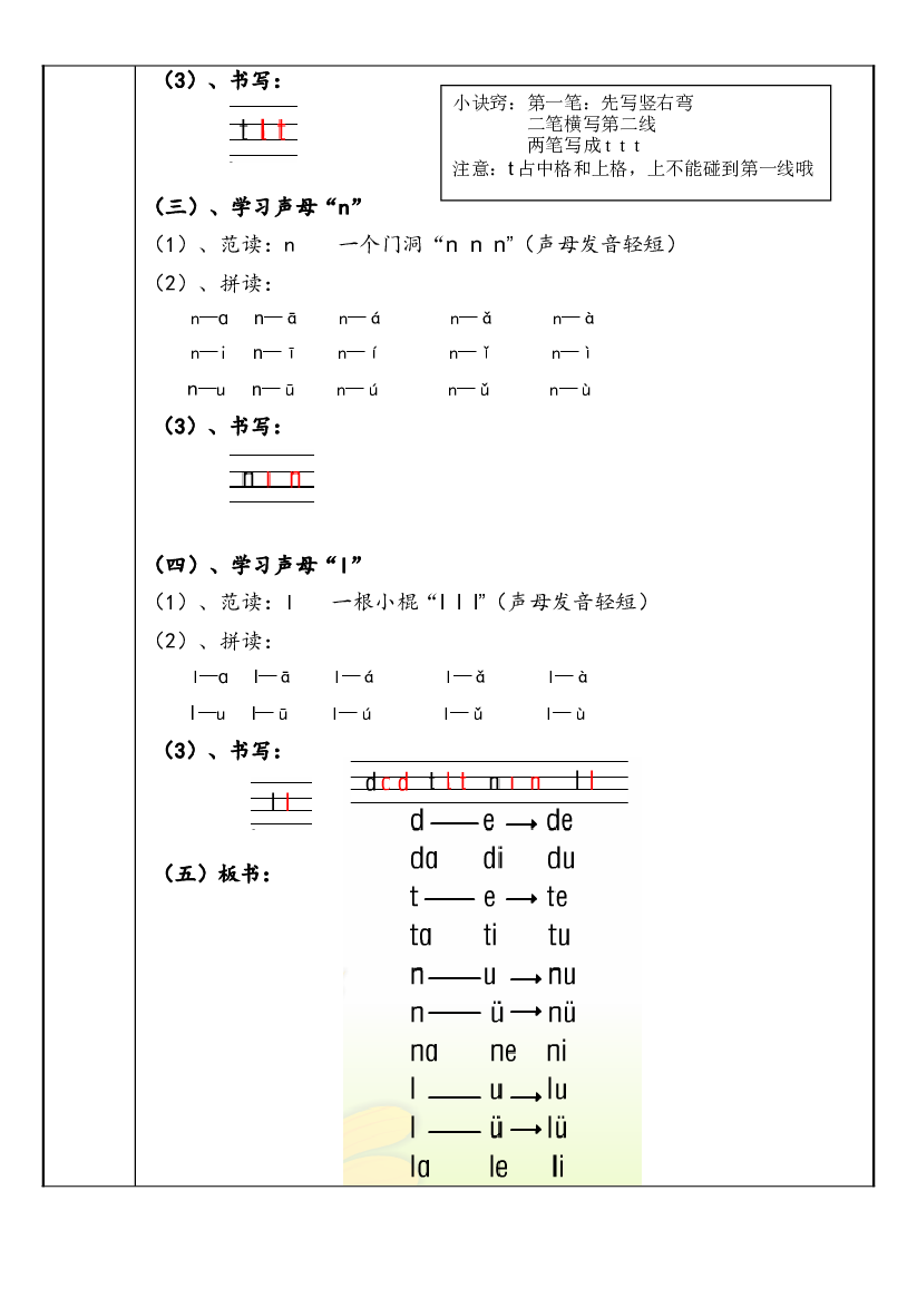 【暑假衔接】2021年幼小衔接拼音专题讲义：4 汉语拼音【d  t  n  l 】（部编版）.docx 第2页