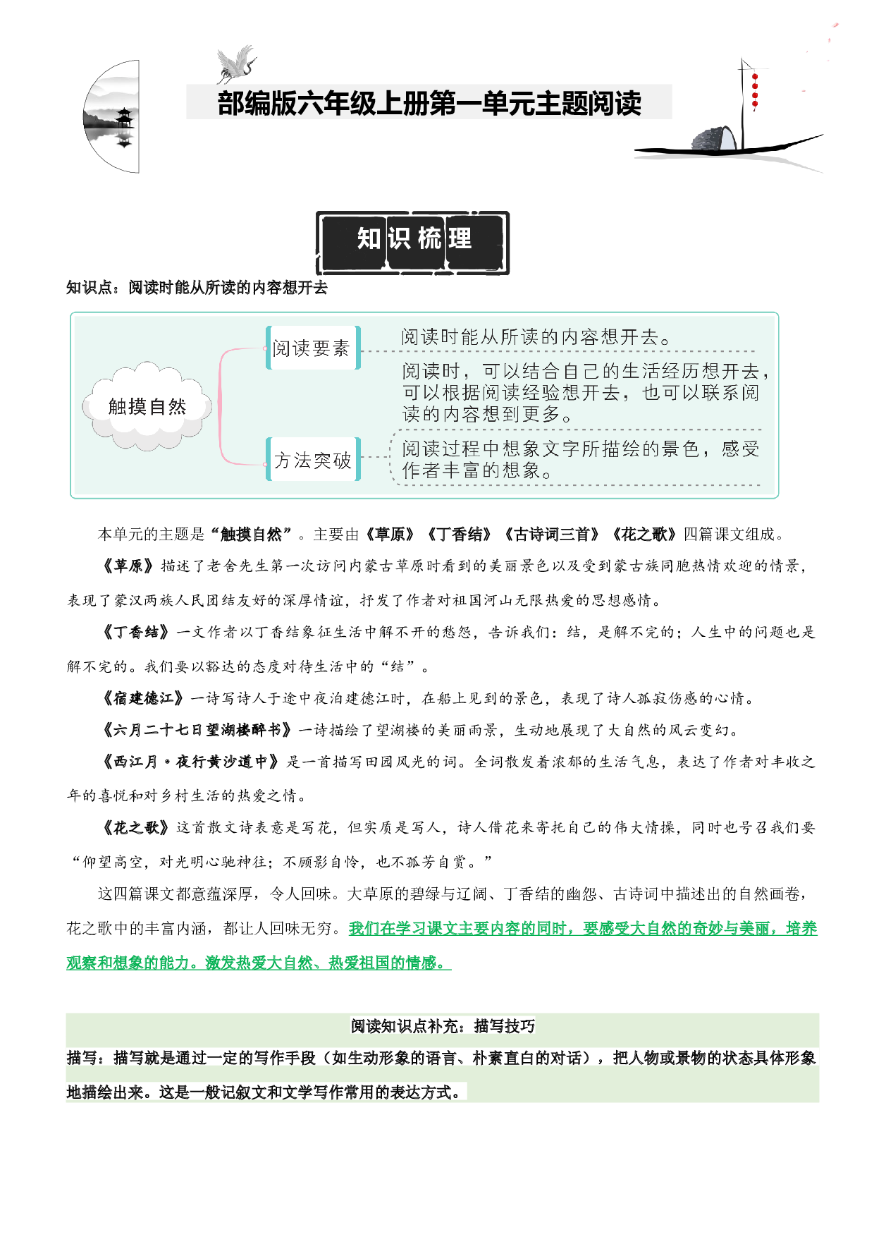 第1单元主题阅读（知识梳理+精选阅读）六年级语文上册 部编版.docx 第1页