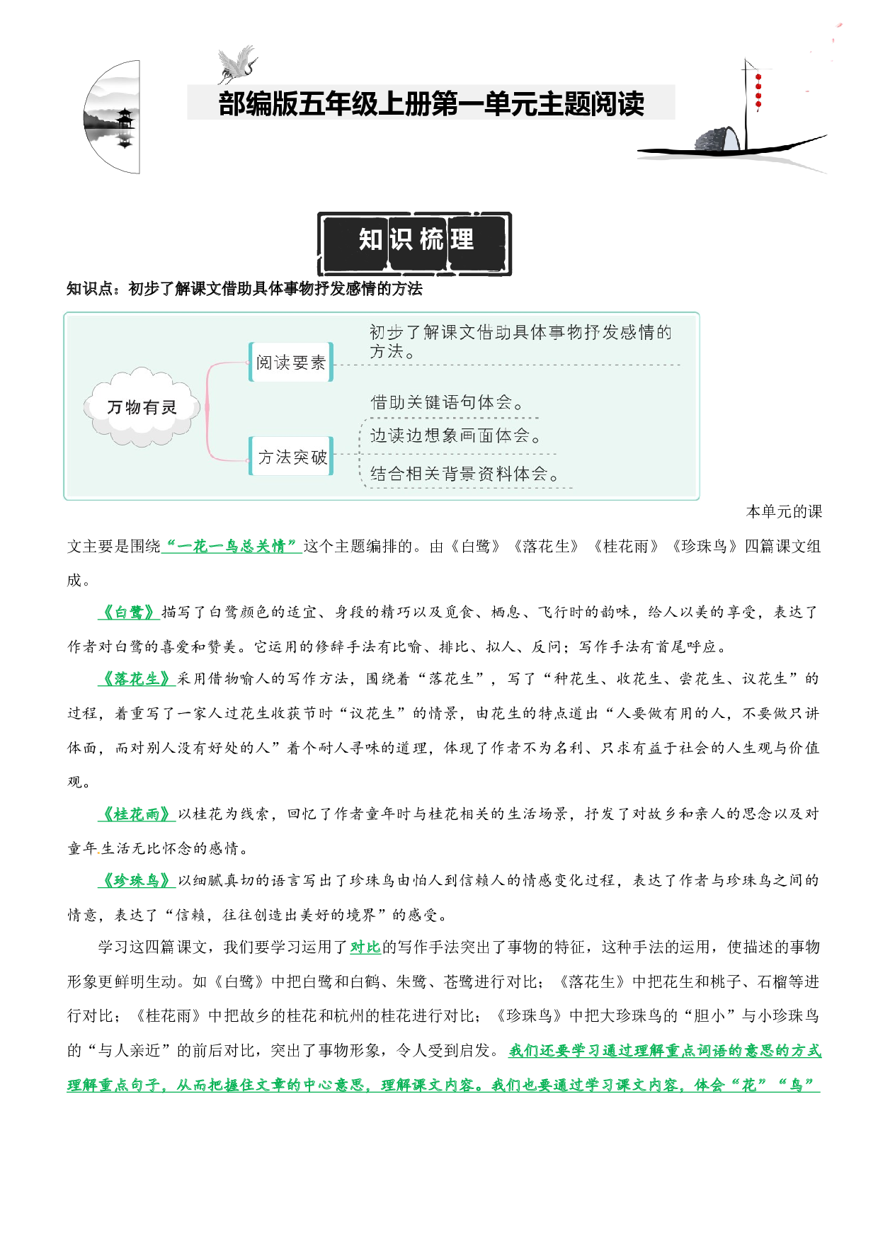 第1单元主题阅读（知识梳理+精选阅读）五年级语文上册 部编版.docx 第1页