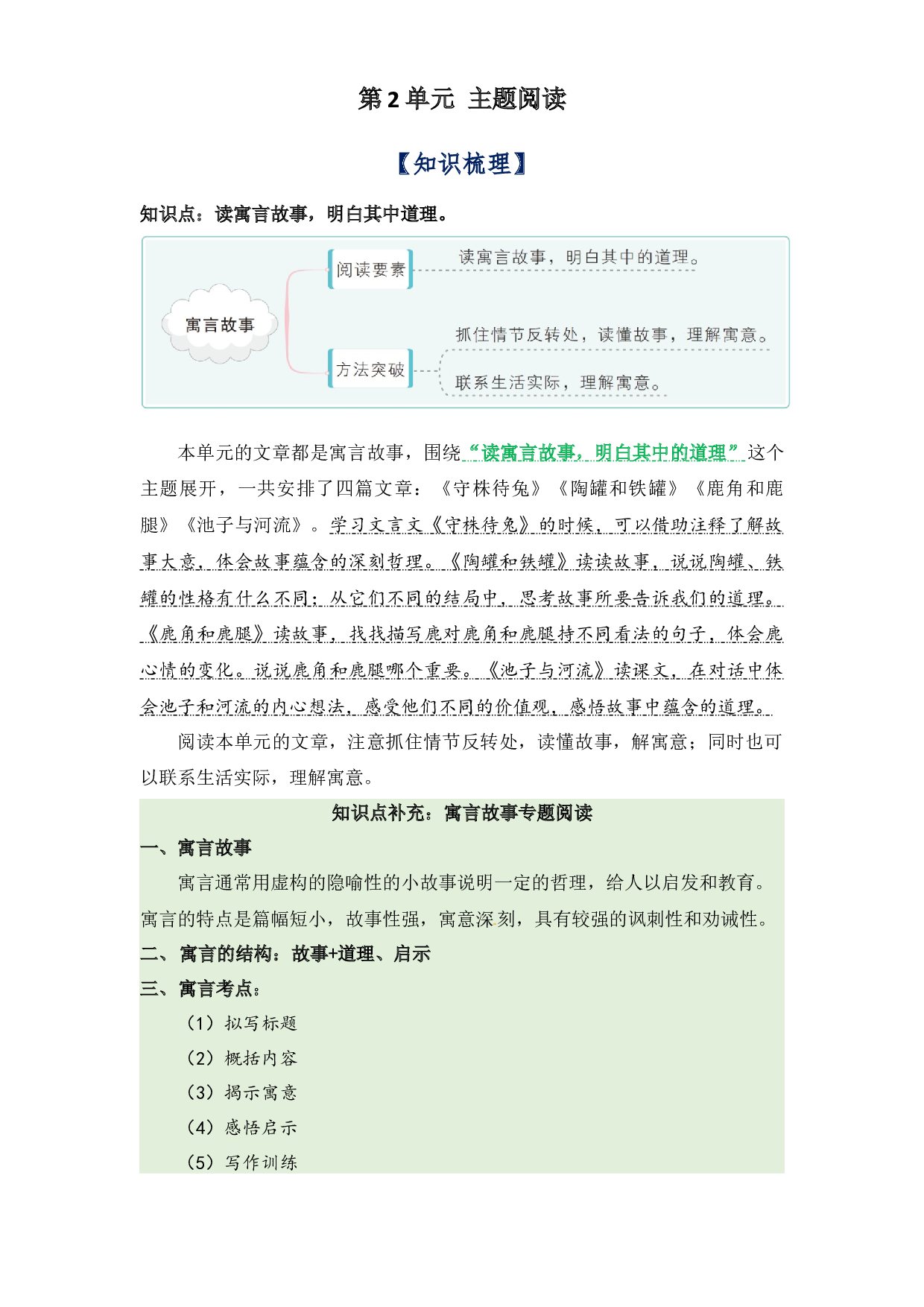 第2单元主题阅读（知识梳理+精选真题阅读）-2022-2023学年语文三年级下册（部编版）.docx 第1页