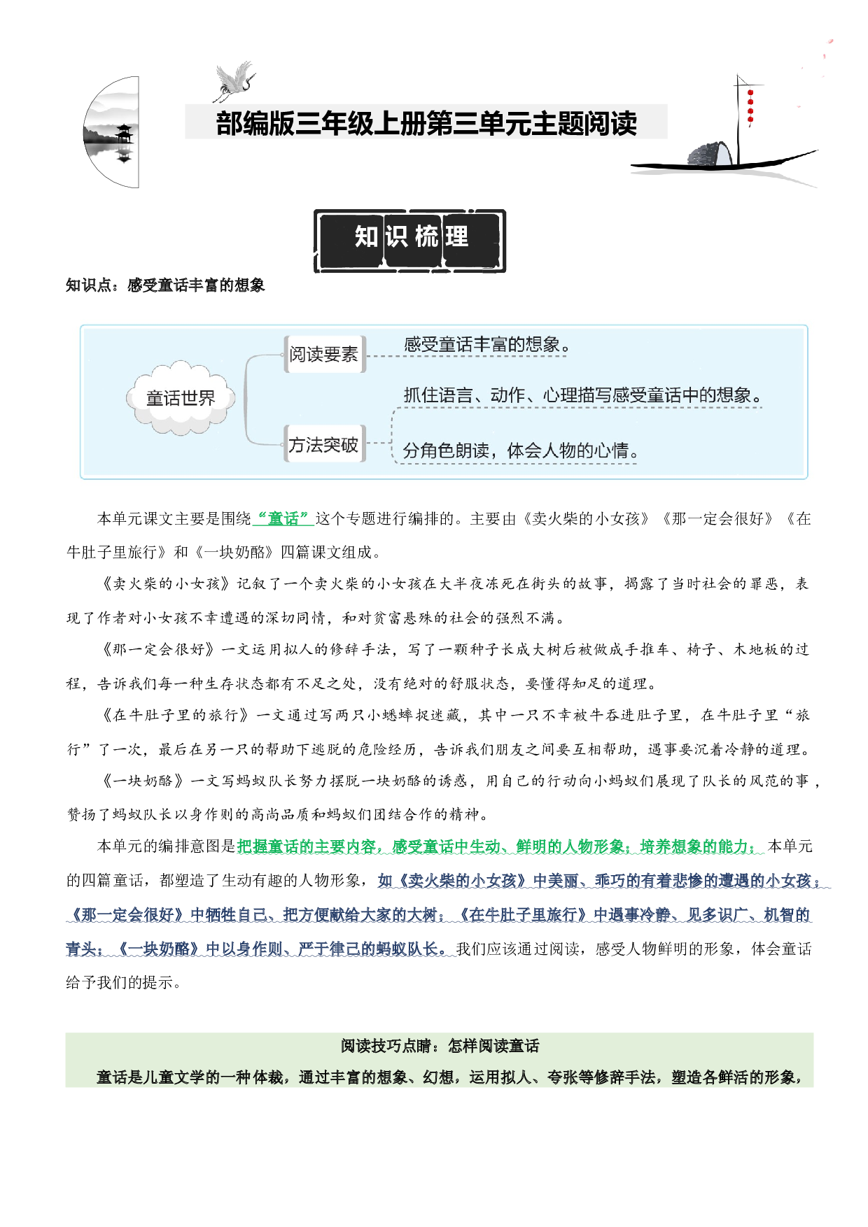 第3单元主题阅读（知识梳理+精选阅读）三年级语文上册 部编版.docx 第1页