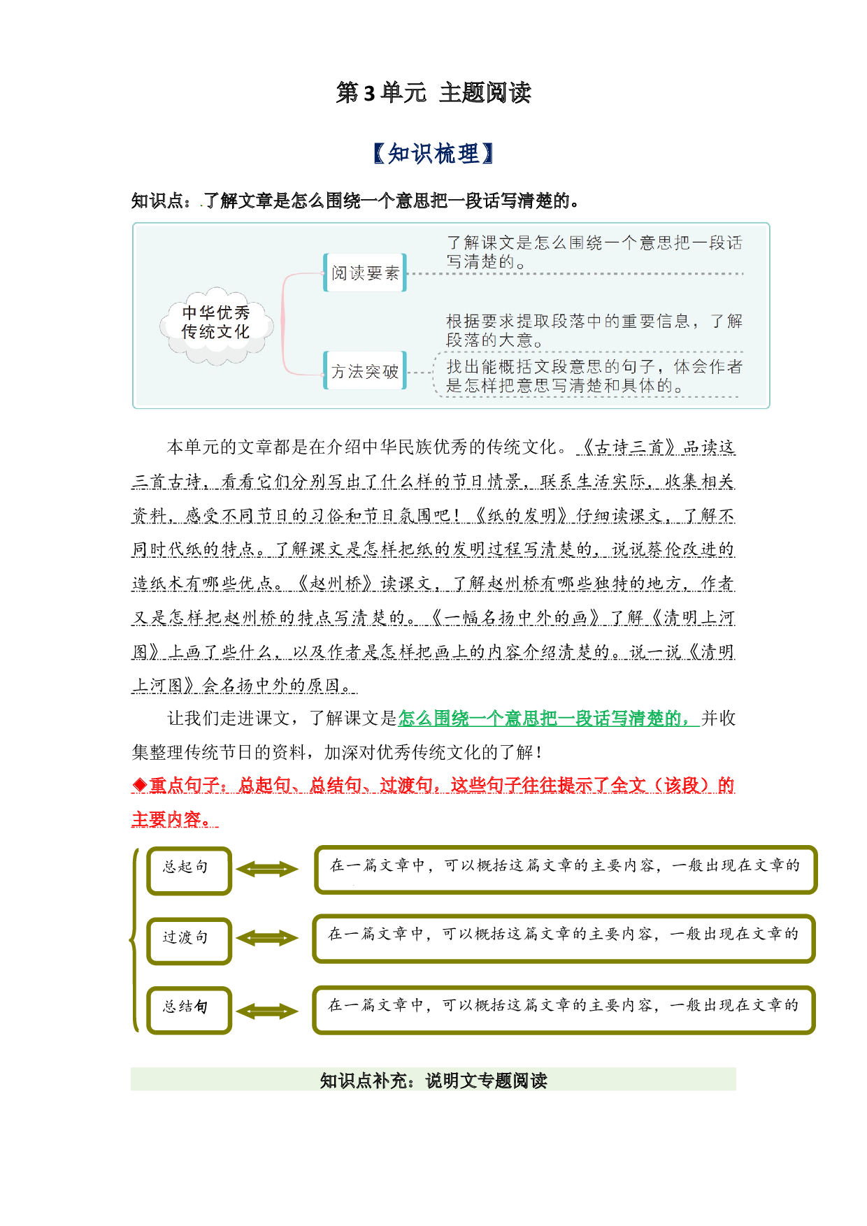 第3单元主题阅读（知识梳理+精选真题阅读）-2022-2023学年语文三年级下册（部编版）.docx 第1页