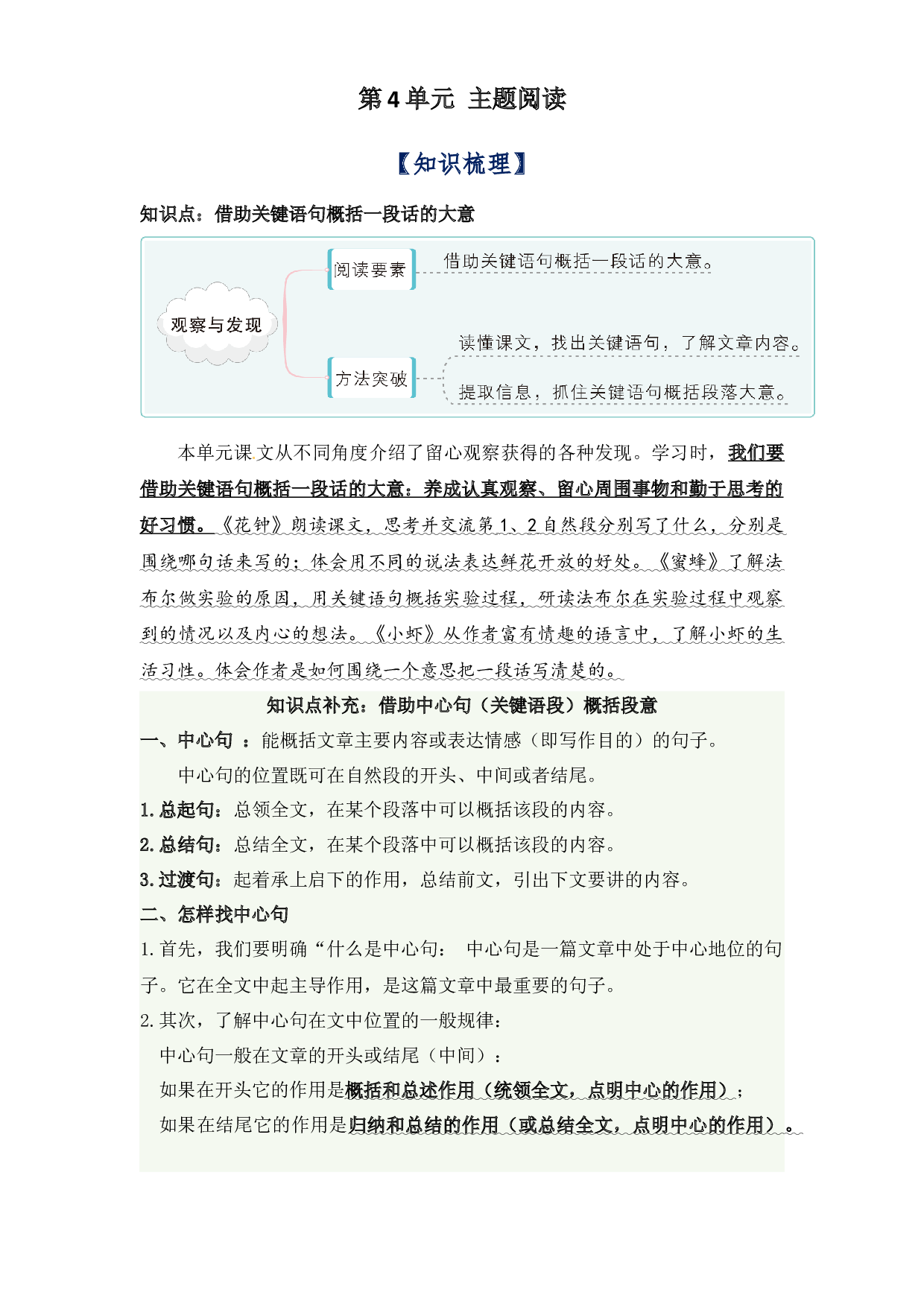 第4单元主题阅读（知识梳理+精选真题阅读）-2022-2023学年语文三年级下册（部编版）.docx 第1页
