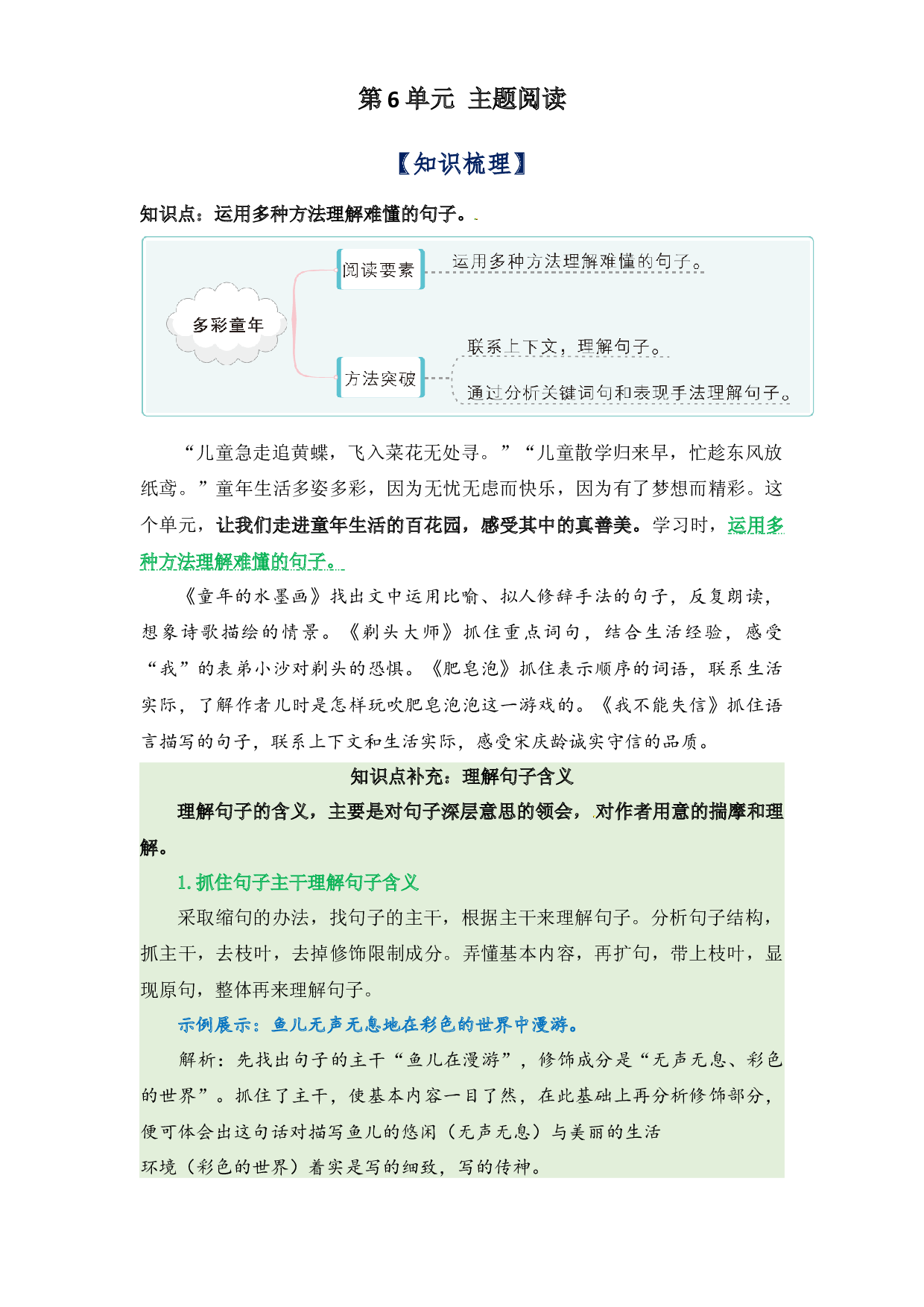 第6单元主题阅读（知识梳理+精选真题阅读）-2022-2023学年语文三年级下册（部编版）.docx 第1页