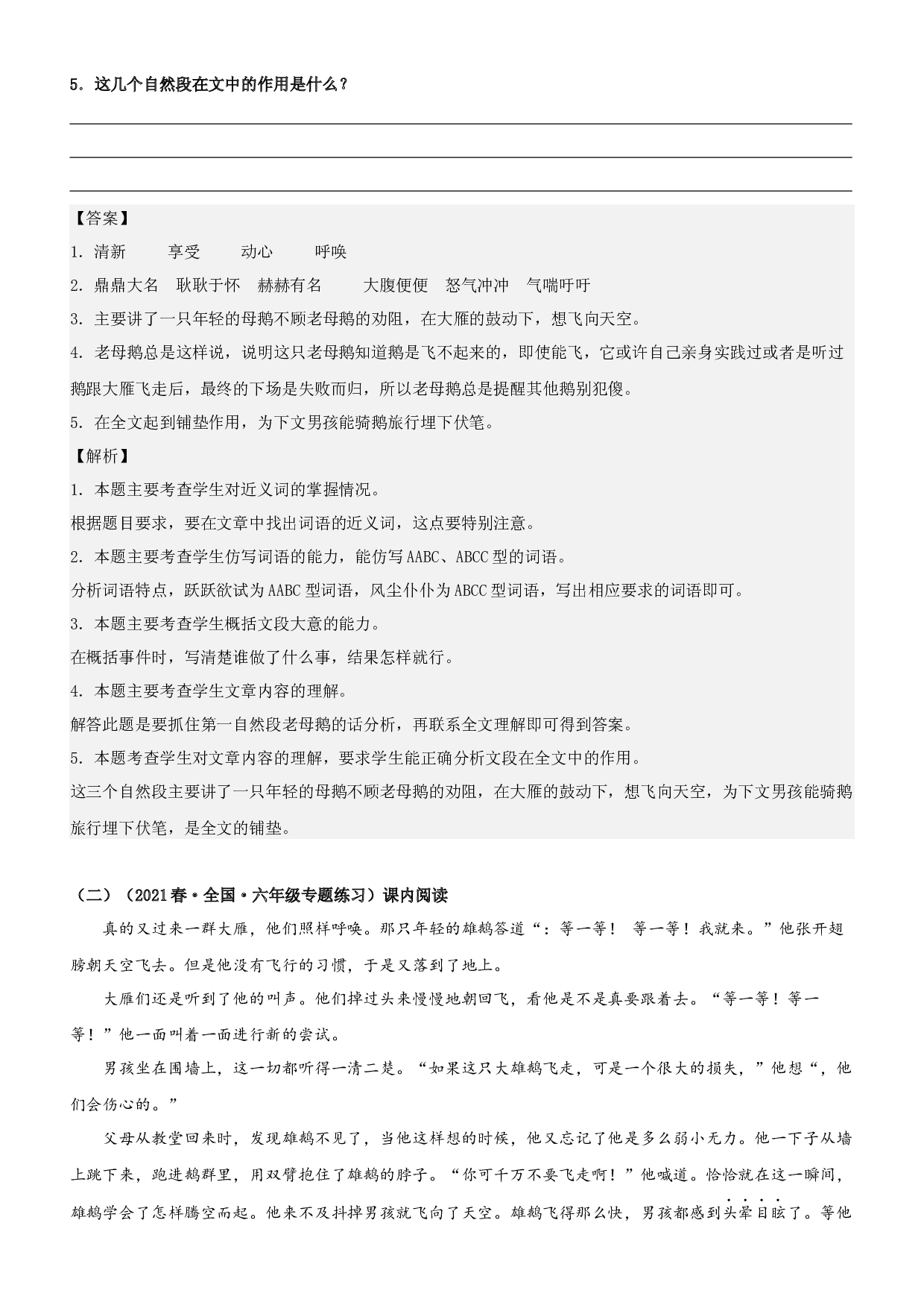 第6课  骑鹅旅行记-2022-2023学年六年级语文下册课文类文阅读理解（部编版）.docx 第2页